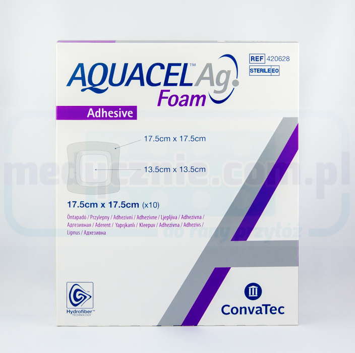 Aquacel Spumă Ag adezivă 17,5 * 17,5 cm pansament din spumă multistrat 1pc